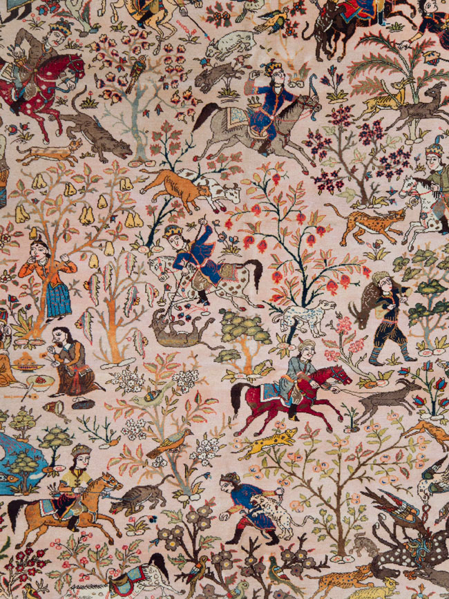 Vintage Persian Tabriz Pictorial Carpet, No.26816 - Gsblank