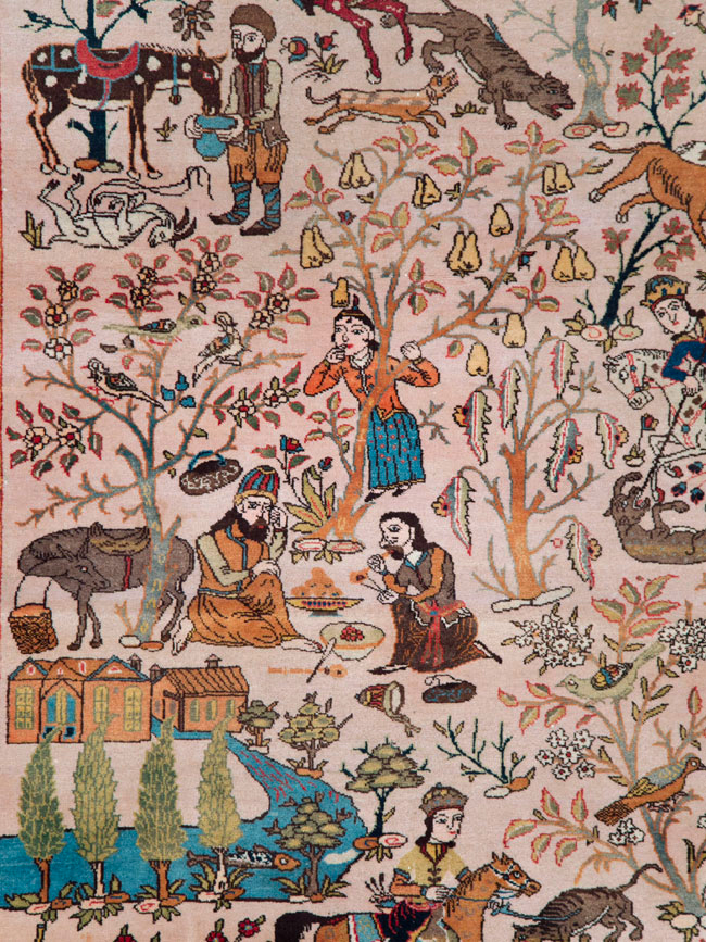 Vintage Persian Tabriz Pictorial Carpet, No.26816 - Gsblank