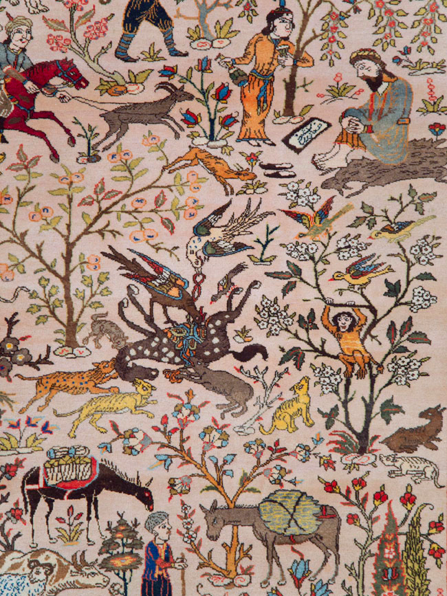 Vintage Persian Tabriz Pictorial Carpet, No.26816 - Gsblank