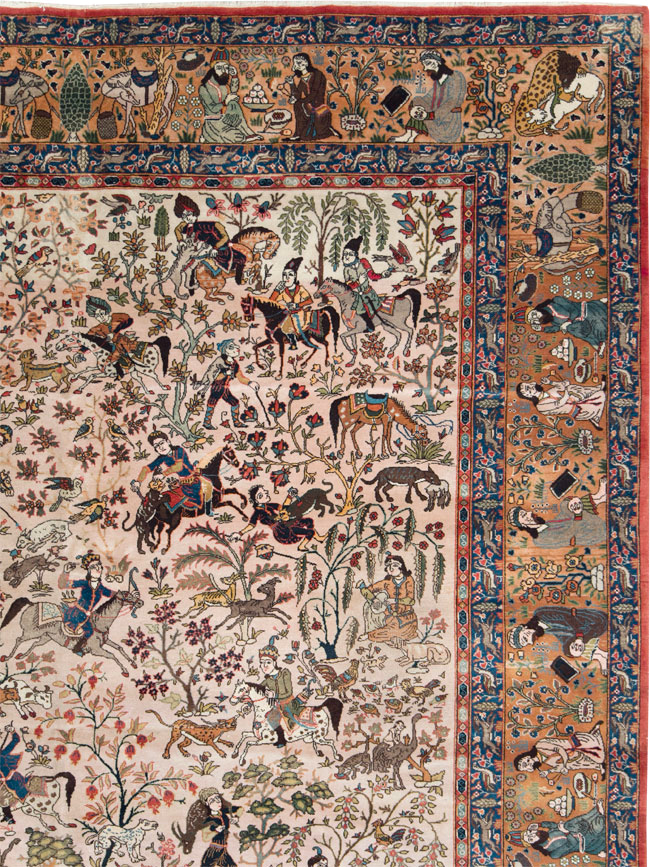 Vintage Persian Tabriz Pictorial Carpet, No.26816 - Gsblank