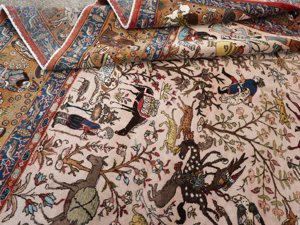 Vintage Persian Tabriz Pictorial Carpet, No.26816 - Gsblank