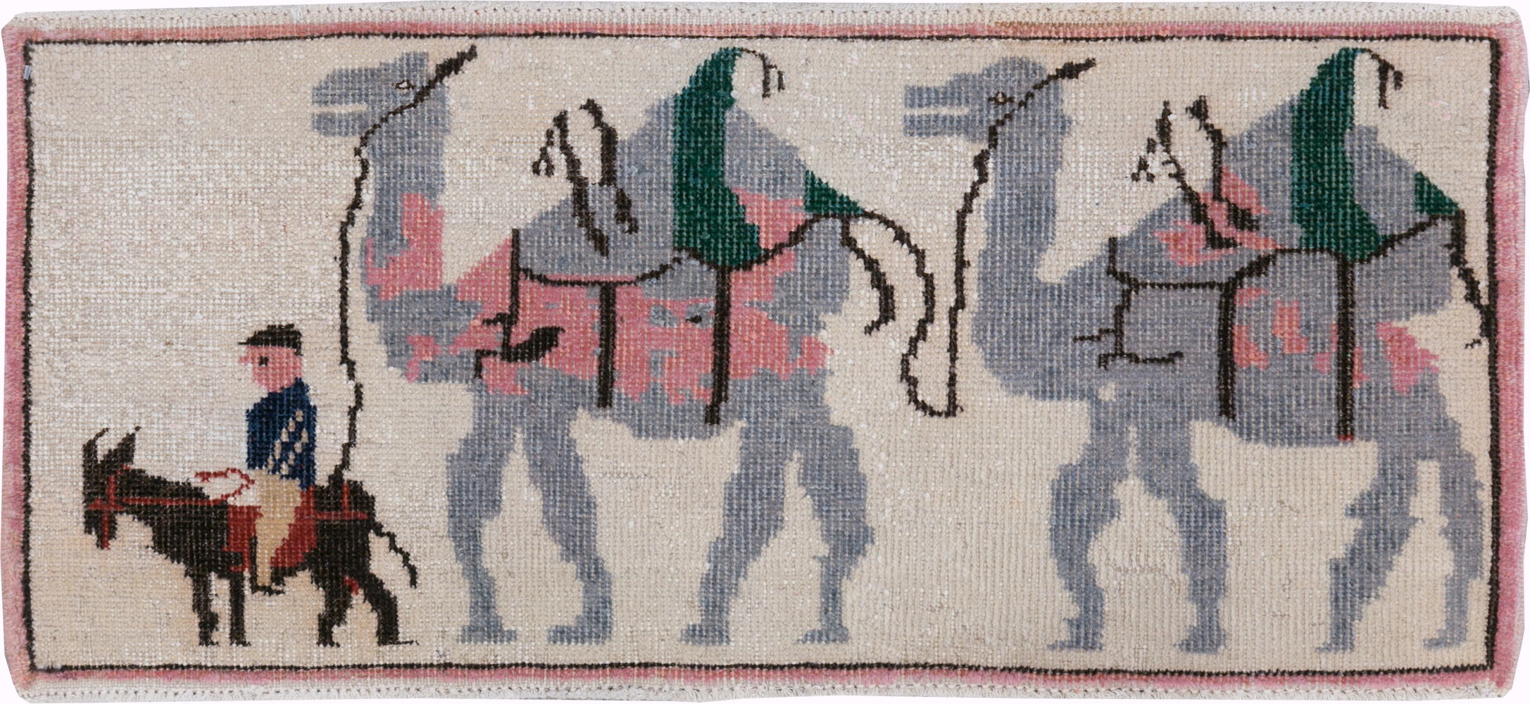 Vintage Turkish Pictorial Throw Rug, No.26817 - Gsblank