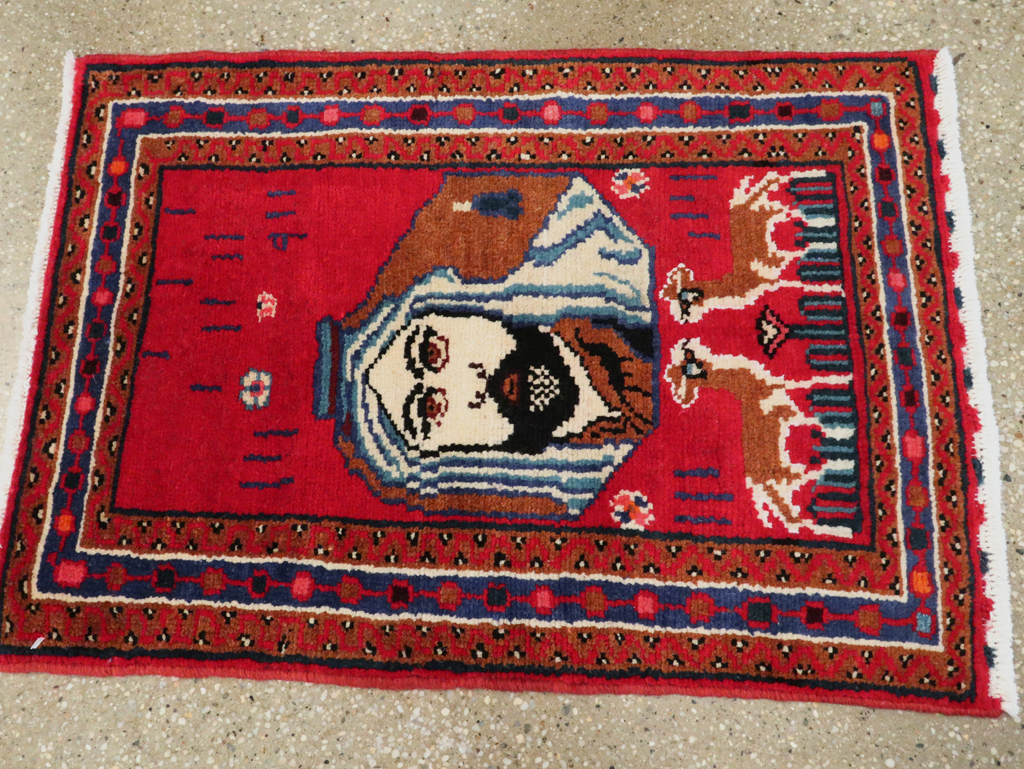 Vintage Persian Hamadan Pictorial Rug, No.26832 - Gsblank