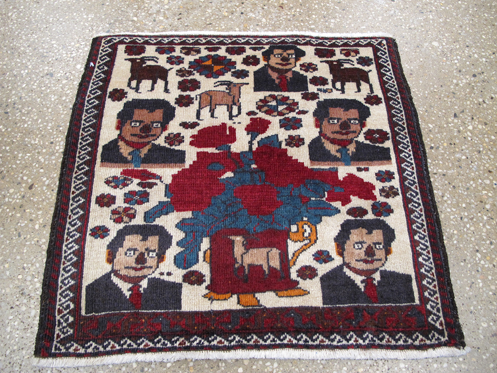 Vintage Persian Afshar Pictorial Rug, No.26838 - Gsblank