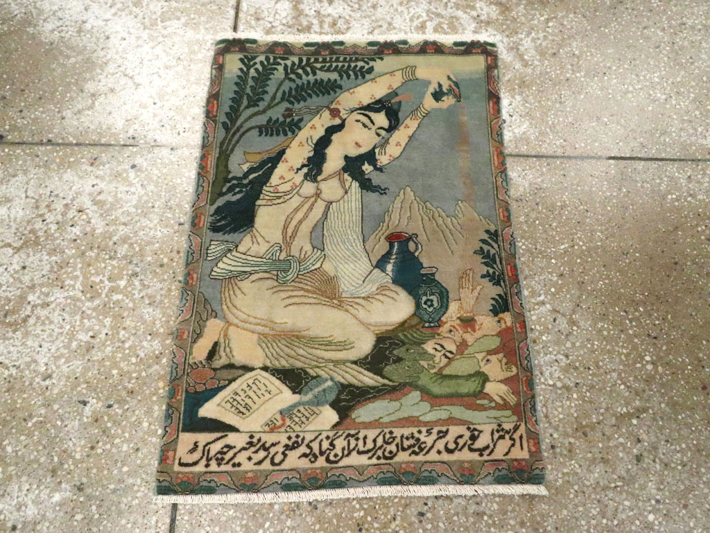 Vintage Persian Tabriz Pictorial Rug (Pair: 1 of 2), No.26839 - Gsblank