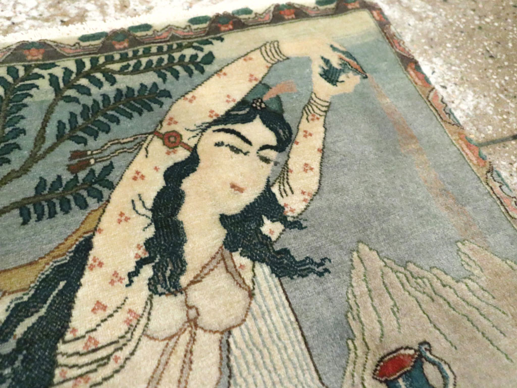 Vintage Persian Tabriz Pictorial Rug (Pair: 1 of 2), No.26839 - Gsblank