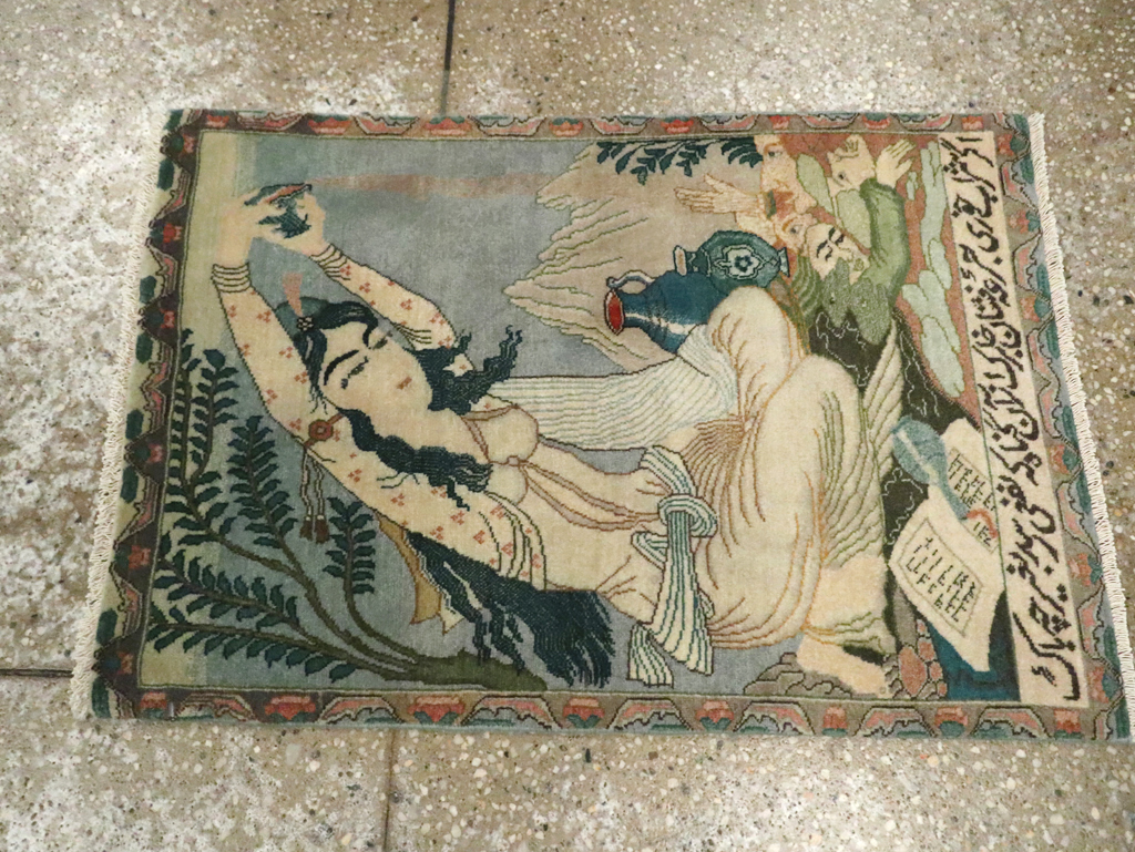 Vintage Persian Tabriz Pictorial Rug (Pair: 1 of 2), No.26839 - Gsblank