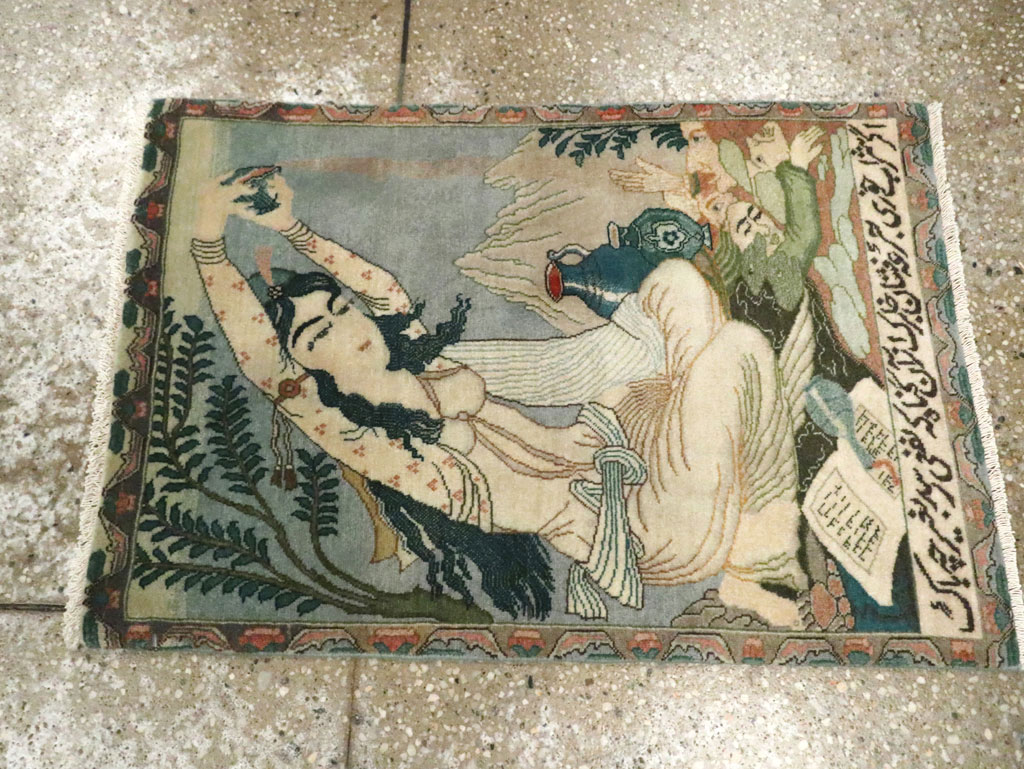 Vintage Persian Tabriz Pictorial Rug (Pair: 1 of 2), No.26839 - Gsblank