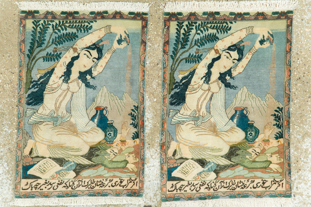 Vintage Persian Tabriz Pictorial Rug (Pair: 1 of 2), No.26839 - Gsblank