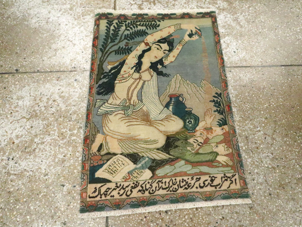 Vintage Persian Tabriz Pictorial Rug (Pair: 2 of 2), No.26840 - Gsblank
