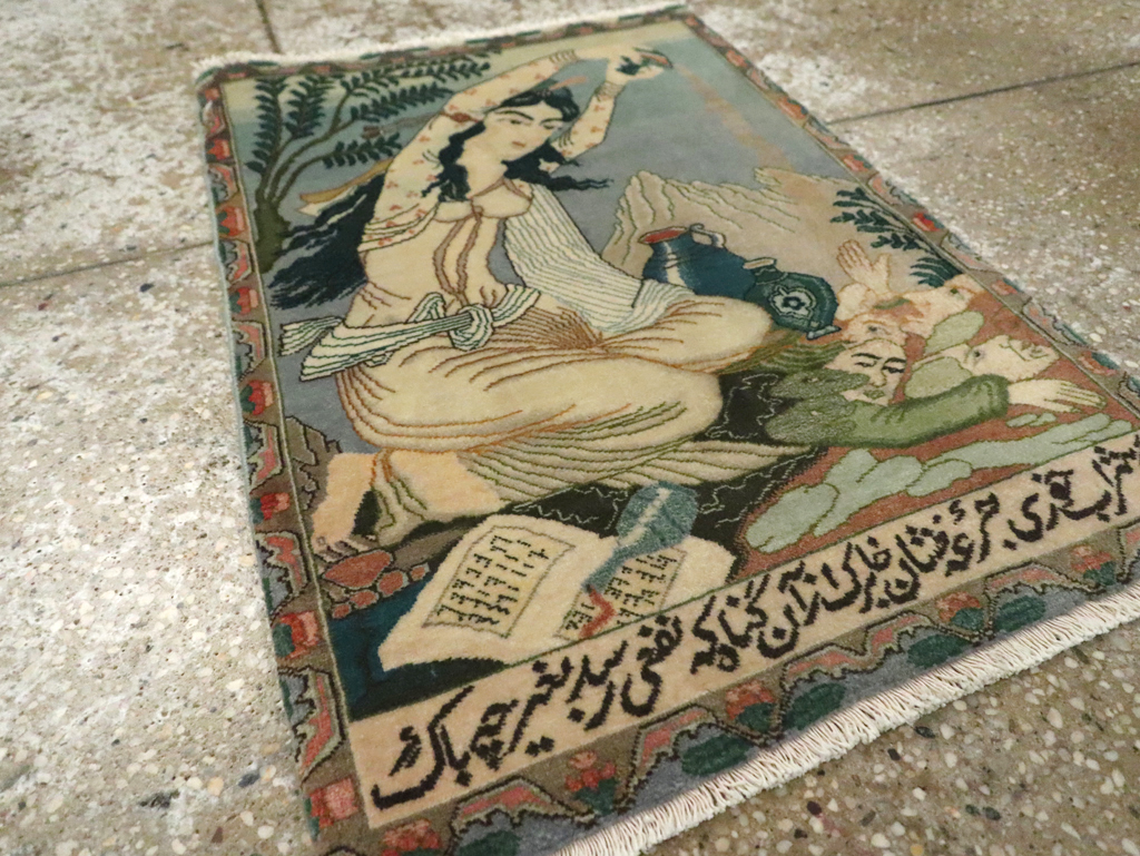 Vintage Persian Tabriz Pictorial Rug (Pair: 2 of 2), No.26840 - Gsblank