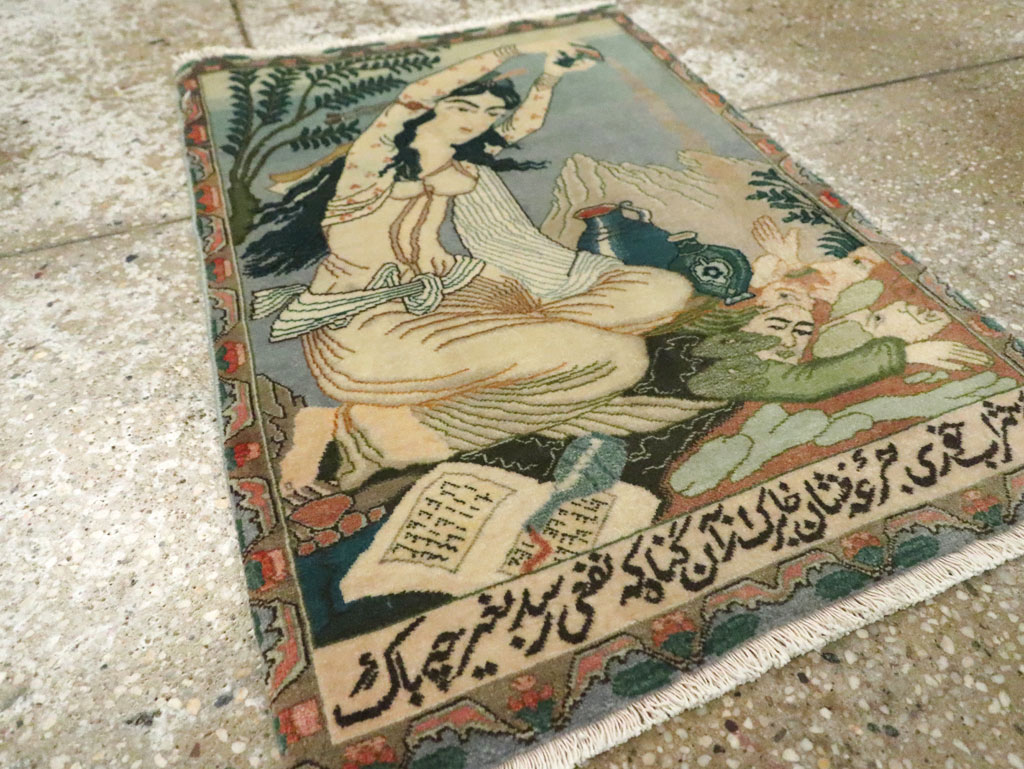 Vintage Persian Tabriz Pictorial Rug (Pair: 2 of 2), No.26840 - Gsblank