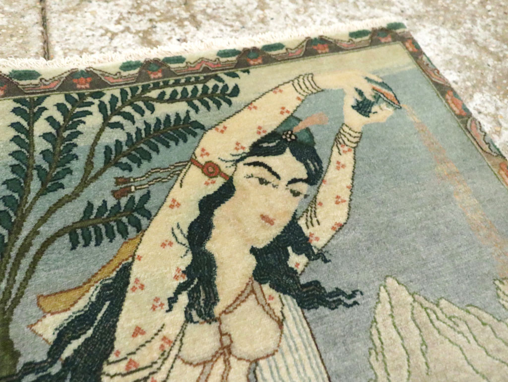 Vintage Persian Tabriz Pictorial Rug (Pair: 2 of 2), No.26840 - Gsblank