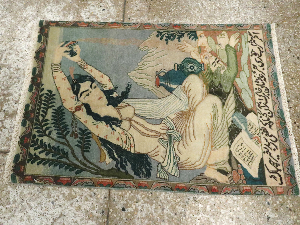 Vintage Persian Tabriz Pictorial Rug (Pair: 2 of 2), No.26840 - Gsblank