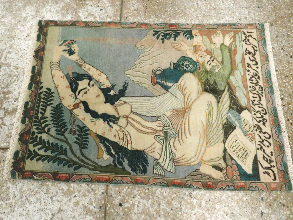 Vintage Persian Tabriz Pictorial Rug (Pair: 2 of 2), No.26840 - Gsblank