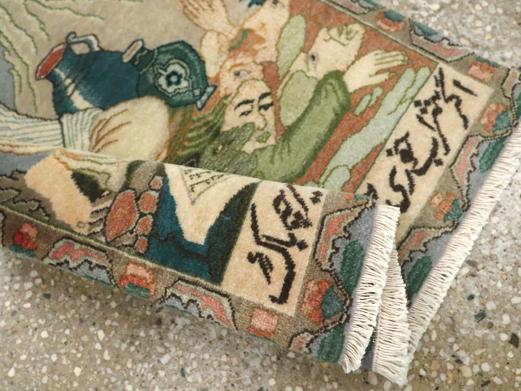 Vintage Persian Tabriz Pictorial Rug (Pair: 2 of 2), No.26840 - Gsblank