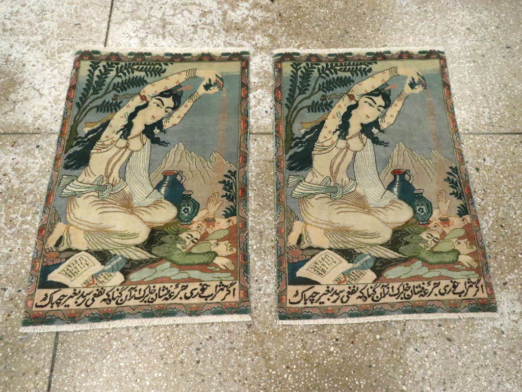 Vintage Persian Tabriz Pictorial Rug (Pair: 2 of 2), No.26840 - Gsblank