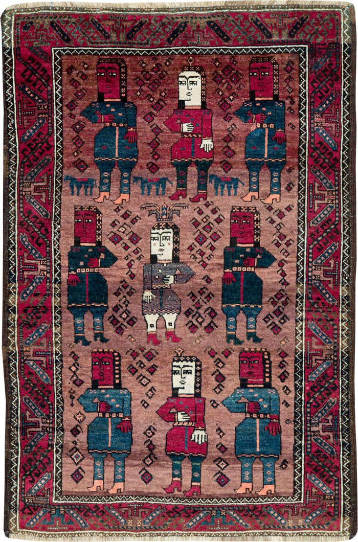 Vintage Persian Pictorial Baluch Rug, No.26841 - Gsblank