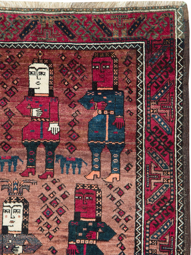 Vintage Persian Pictorial Baluch Rug, No.26841 - Gsblank