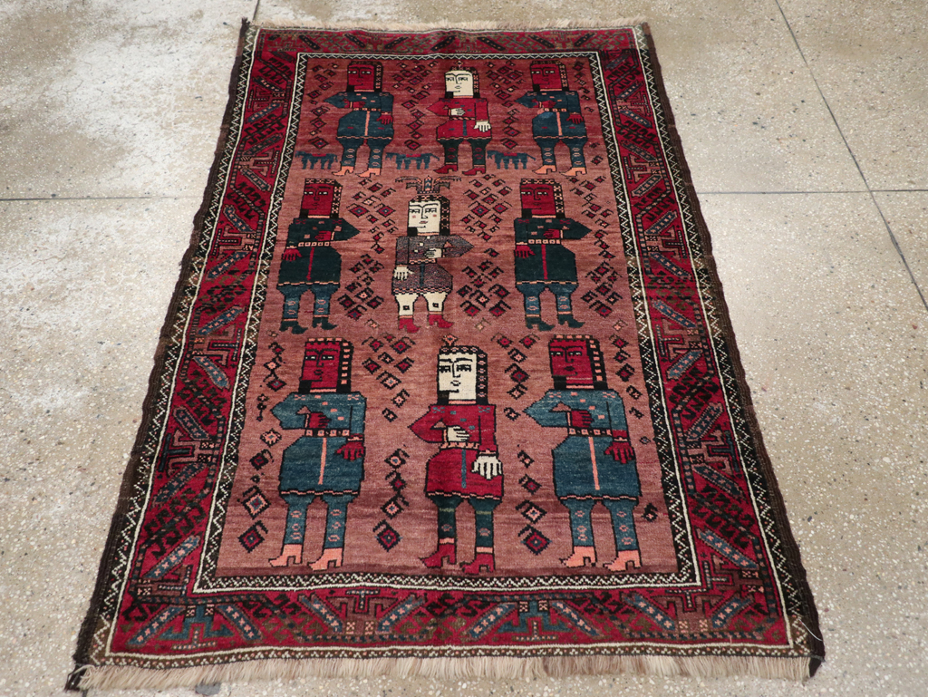 Vintage Persian Pictorial Baluch Rug, No.26841 - Gsblank