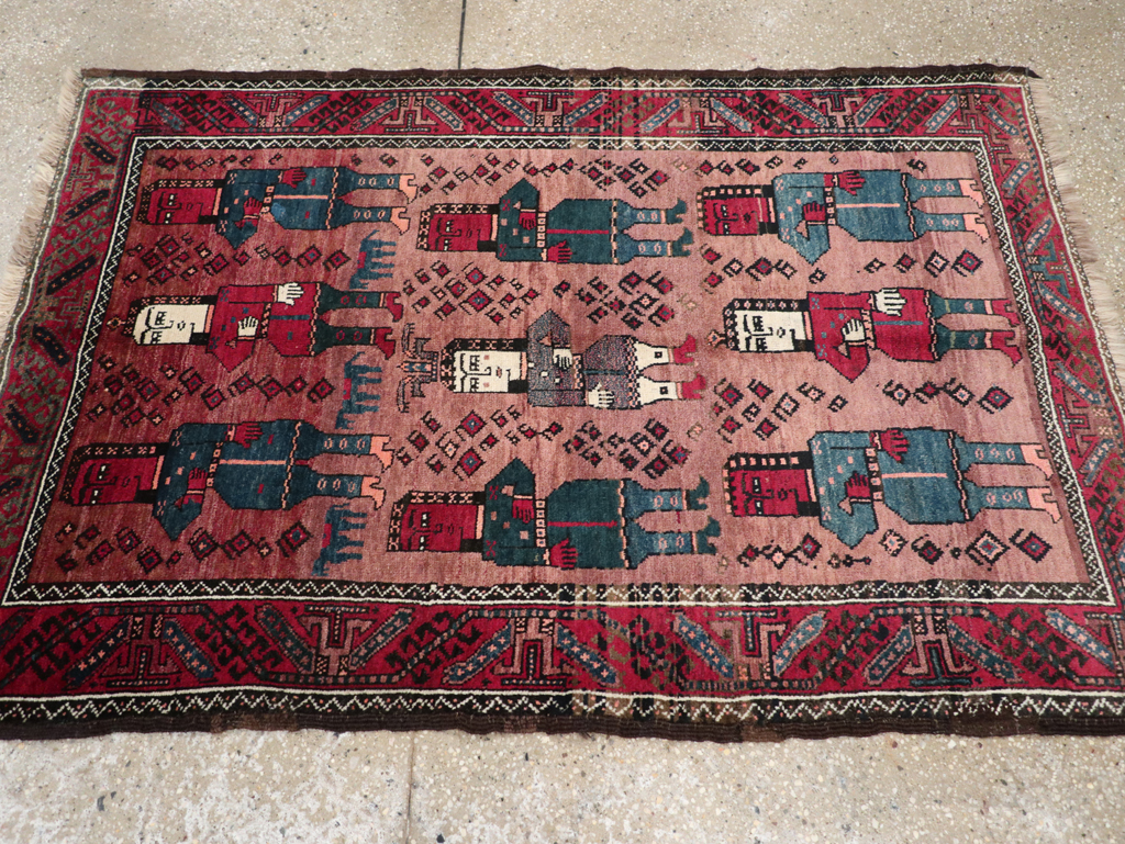 Vintage Persian Pictorial Baluch Rug, No.26841 - Gsblank