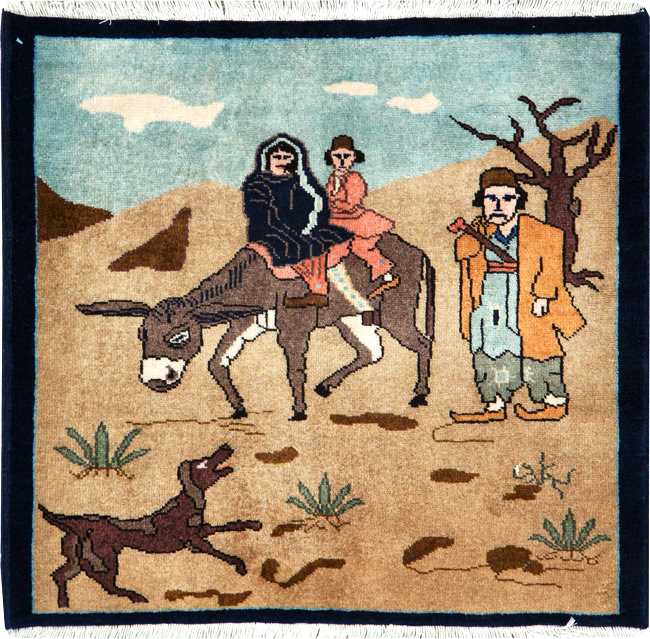 Vintage Persian Tabriz Pictorial Rug, No.26925 - Gsblank