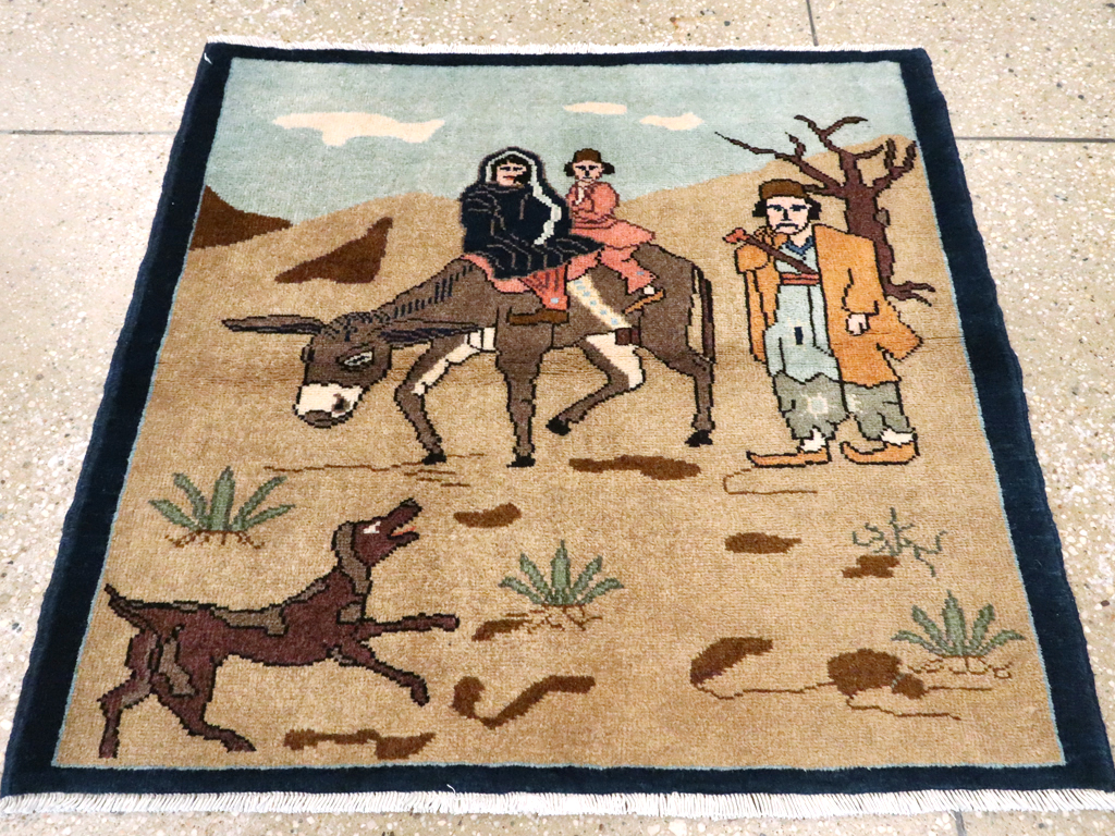 Vintage Persian Tabriz Pictorial Rug, No.26925 - Gsblank