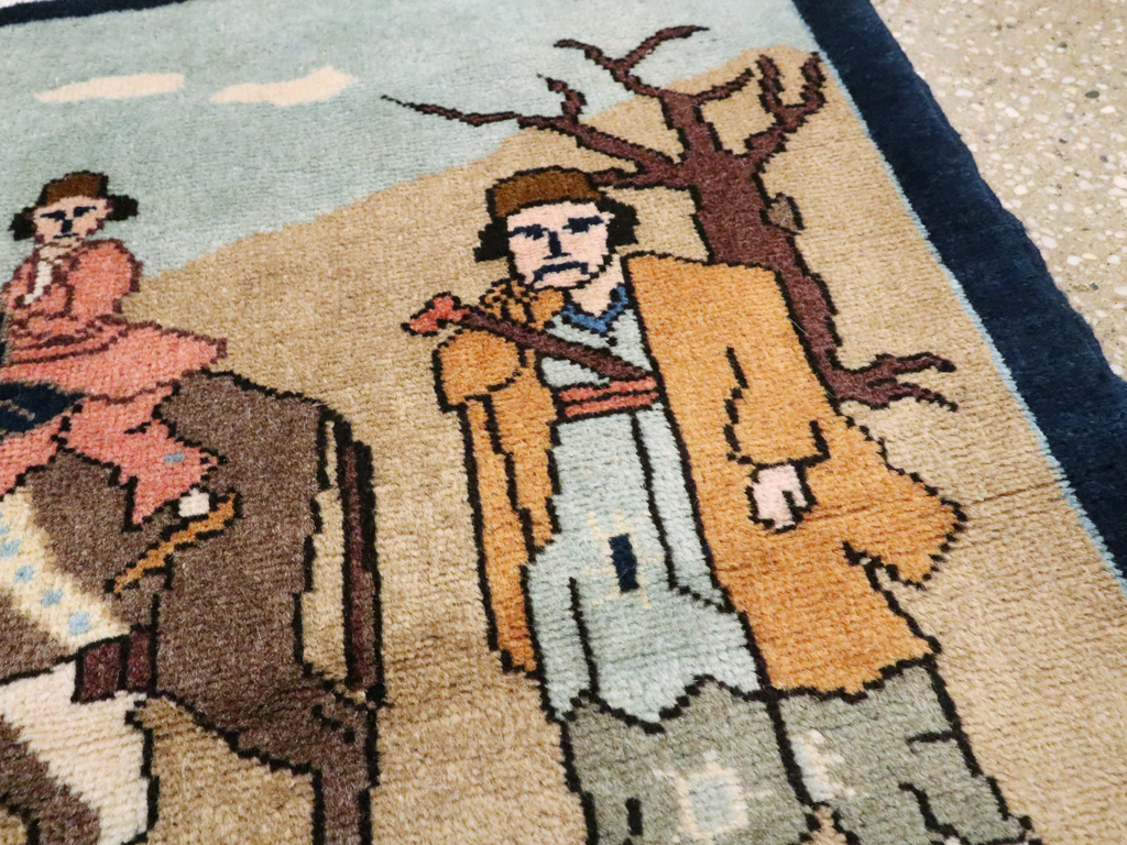 Vintage Persian Tabriz Pictorial Rug, No.26925 - Gsblank