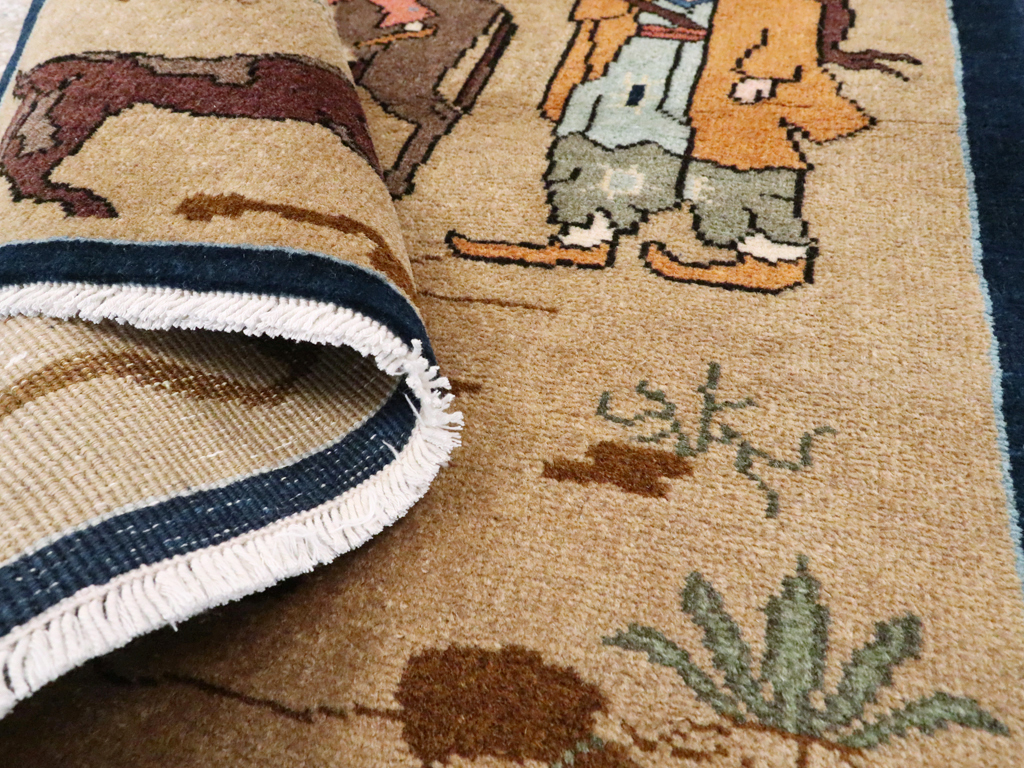 Vintage Persian Tabriz Pictorial Rug, No.26925 - Gsblank