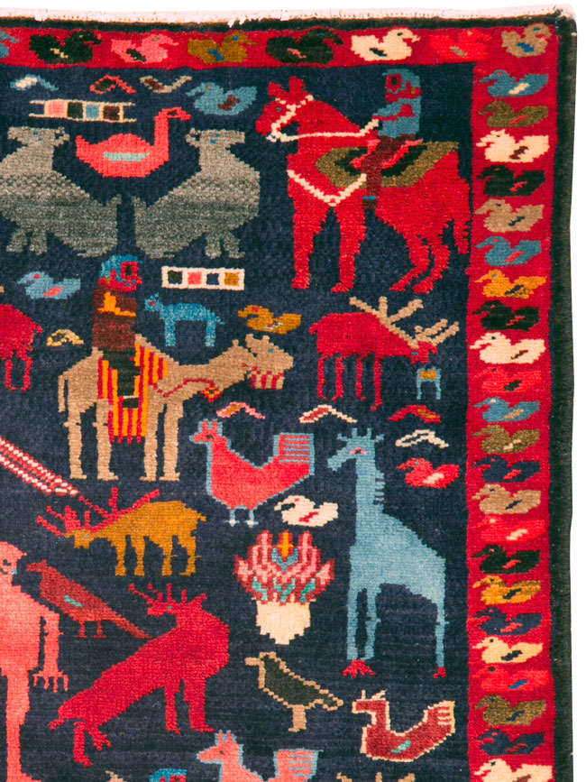 Vintage Persian Hamadan Pictorial Rug, No.26939 - Gsblank