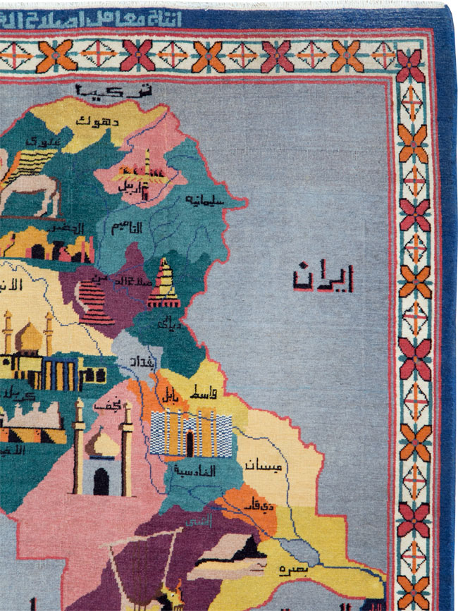 Vintage Egyptian Pictorial Map Rug of The Middle East, No.26982 - Gsblank