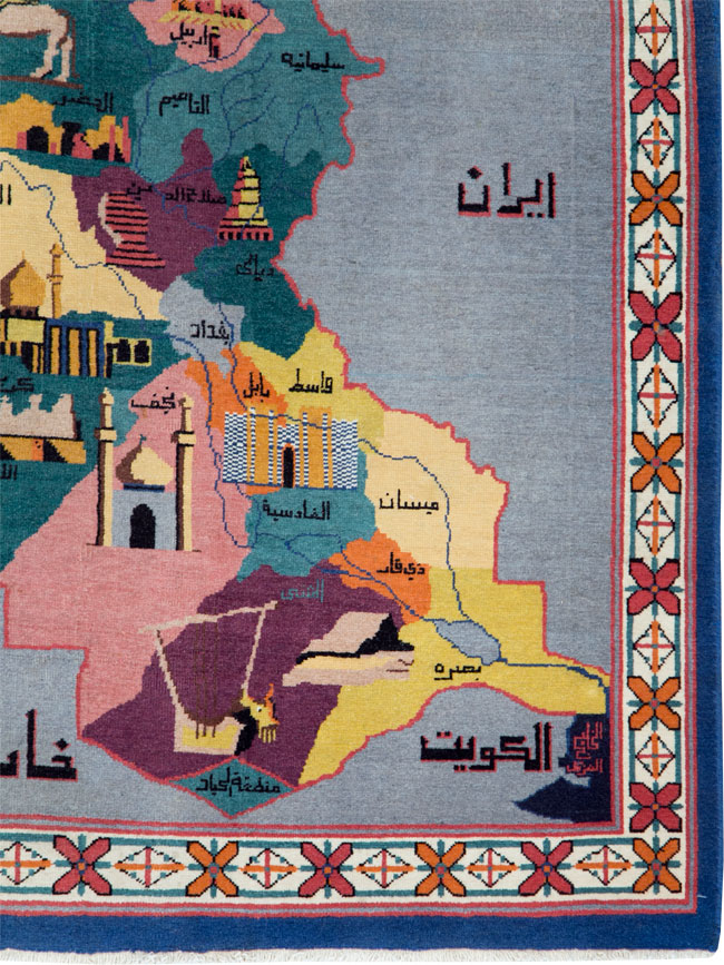 Vintage Egyptian Pictorial Map Rug of The Middle East, No.26982 - Gsblank