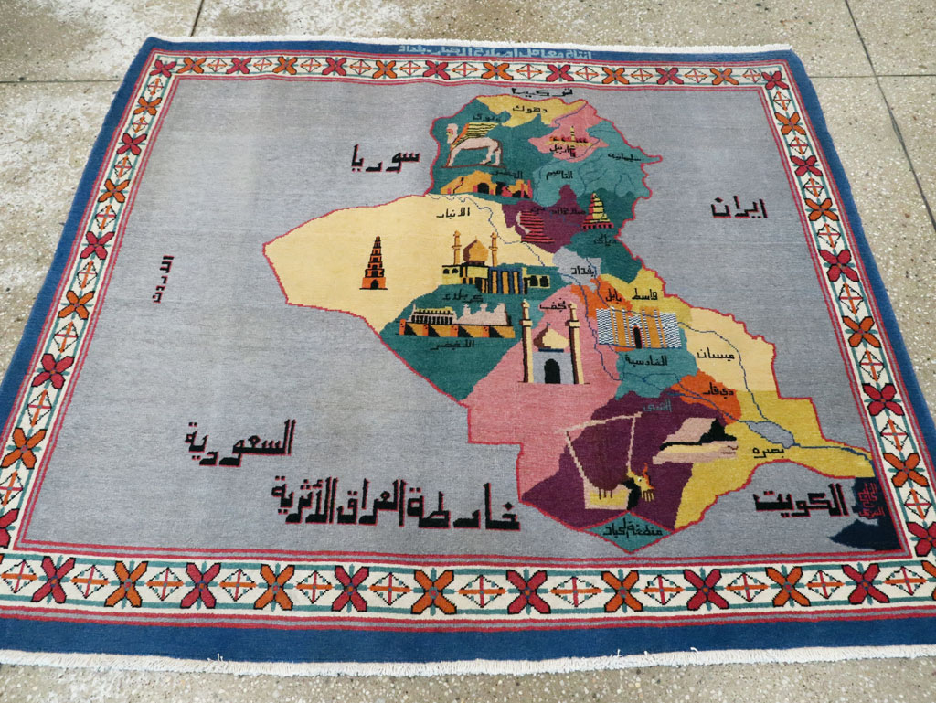 Vintage Egyptian Pictorial Map Rug of The Middle East, No.26982 - Gsblank