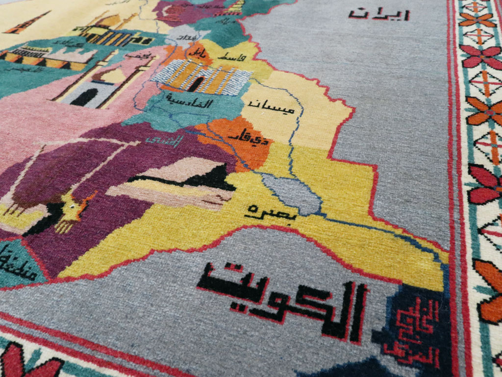 Vintage Egyptian Pictorial Map Rug of The Middle East, No.26982 - Gsblank