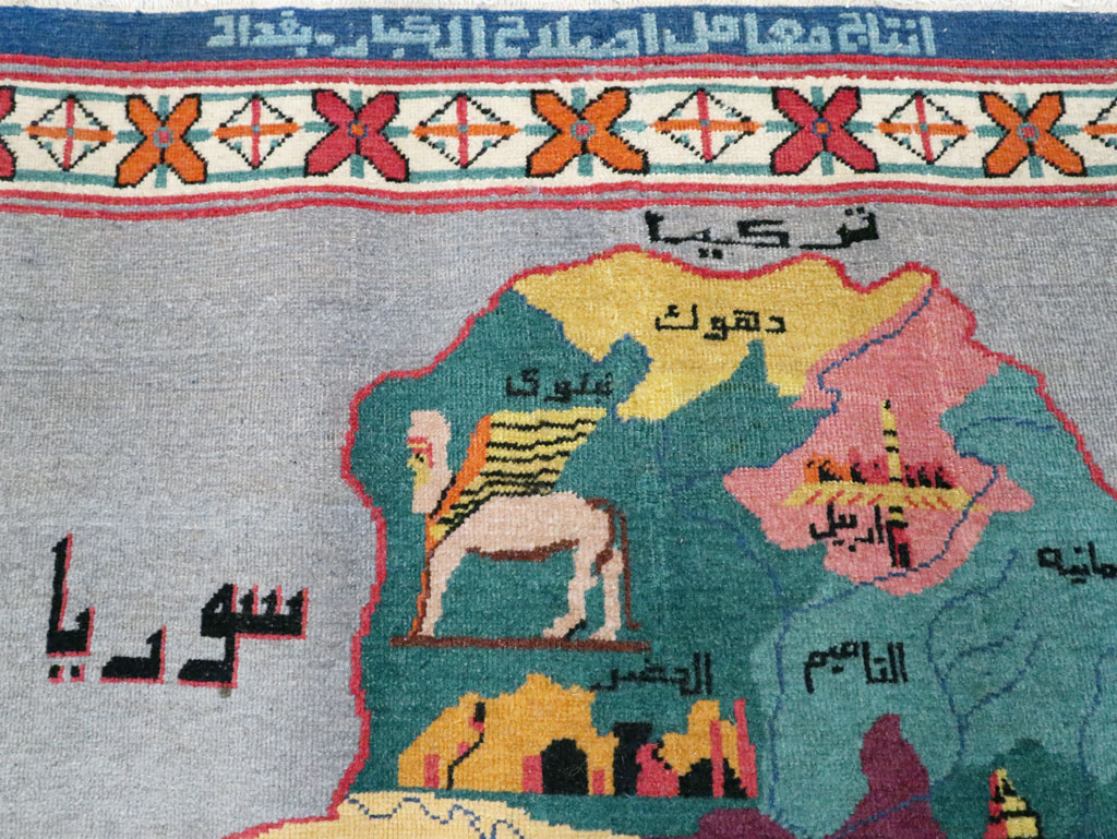 Vintage Egyptian Pictorial Map Rug of The Middle East, No.26982 - Gsblank