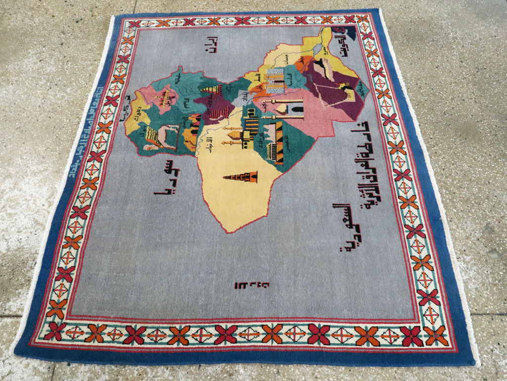 Vintage Egyptian Pictorial Map Rug of The Middle East, No.26982 - Gsblank