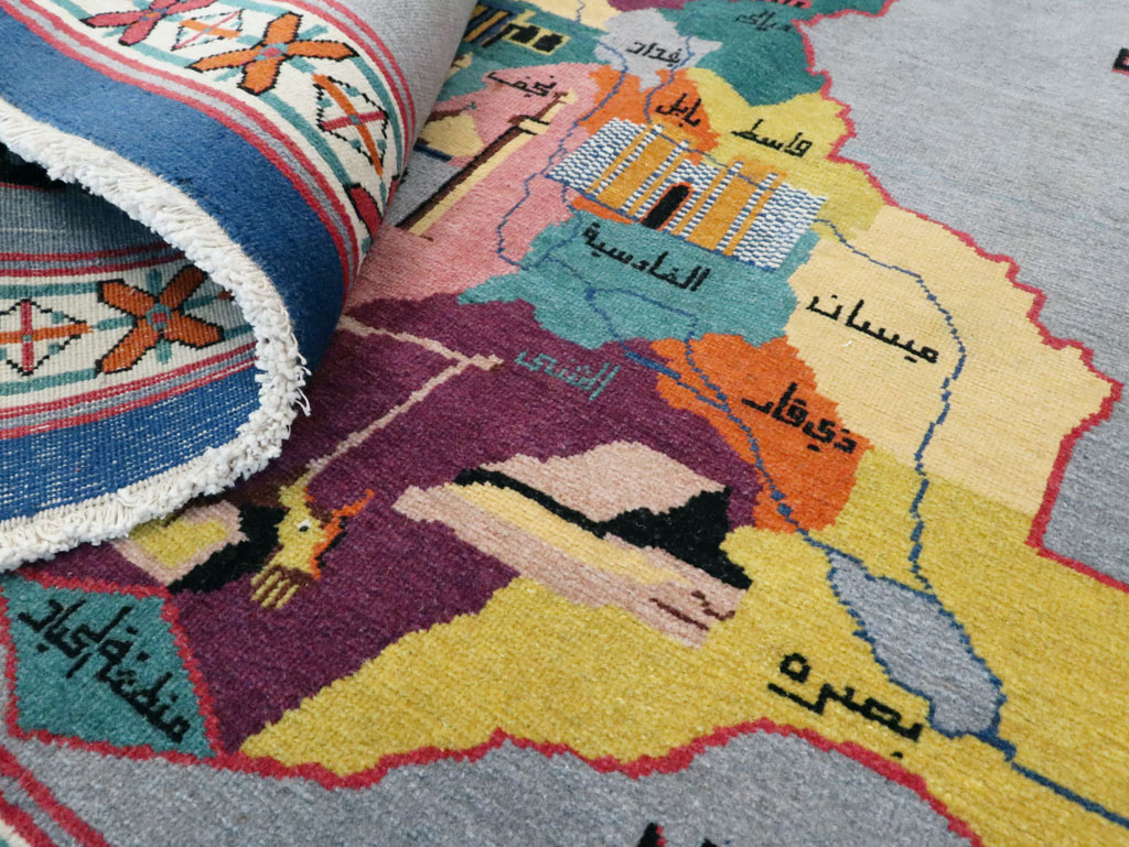 Vintage Egyptian Pictorial Map Rug of The Middle East, No.26982 - Gsblank