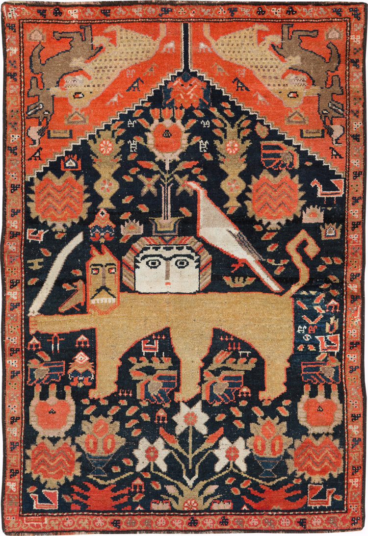 Antique Persian Kurdish Pictorial Rug, No.26983 - Gsblank