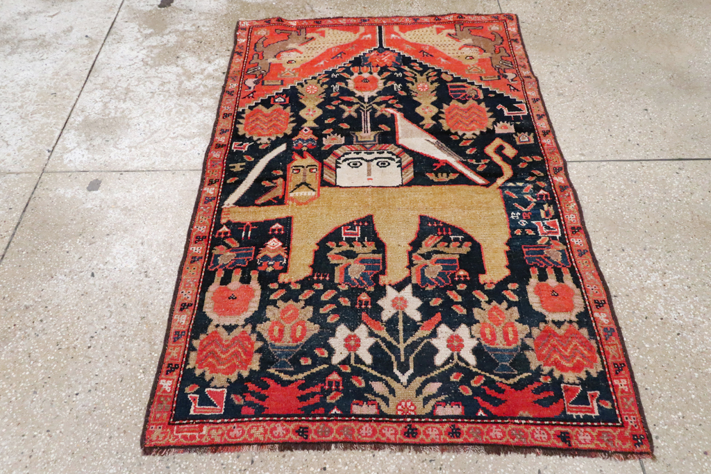Antique Persian Kurdish Pictorial Rug, No.26983 - Gsblank