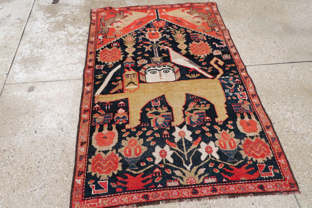 Antique Persian Kurdish Pictorial Rug, No.26983 - Gsblank