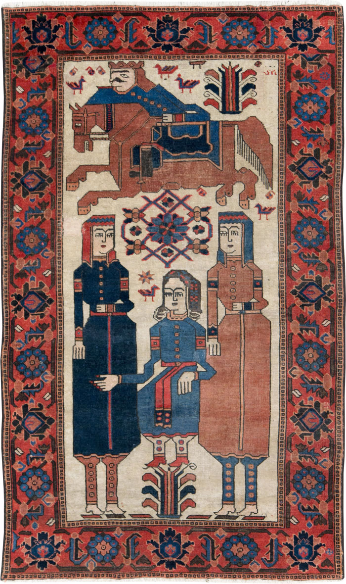 Vintage Persian Pictorial Bakhtiari Rug, No.27005 - Gsblank