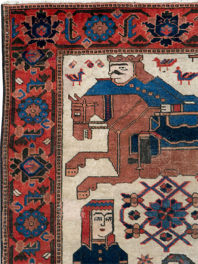 Vintage Persian Pictorial Bakhtiari Rug, No.27005 - Gsblank
