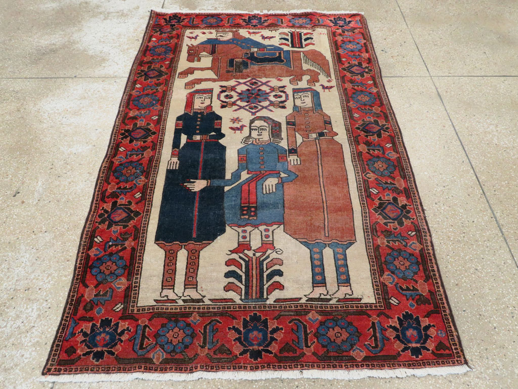 Vintage Persian Pictorial Bakhtiari Rug, No.27005 - Gsblank