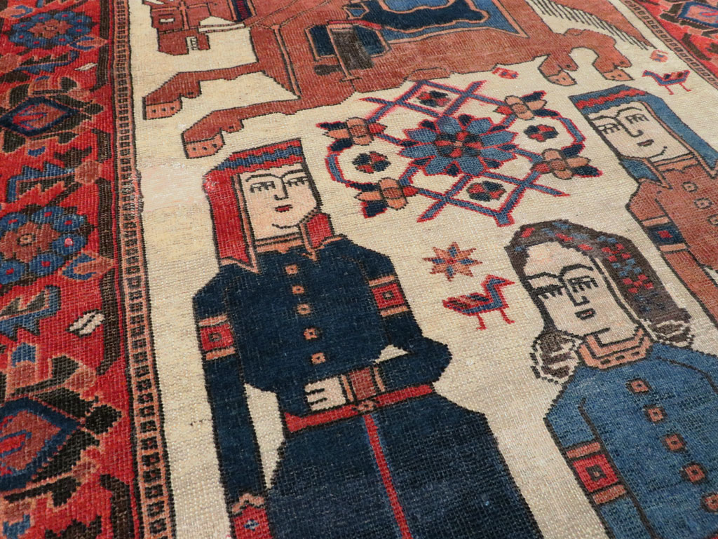 Vintage Persian Pictorial Bakhtiari Rug, No.27005 - Gsblank