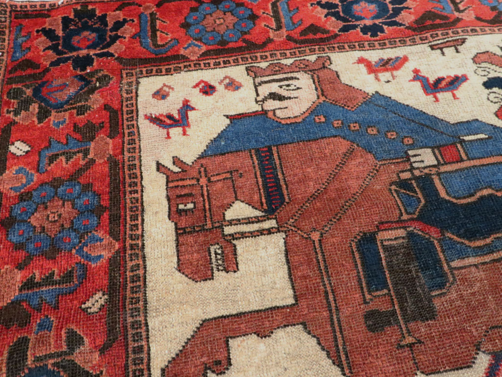 Vintage Persian Pictorial Bakhtiari Rug, No.27005 - Gsblank