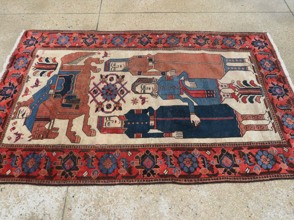 Vintage Persian Pictorial Bakhtiari Rug, No.27005 - Gsblank