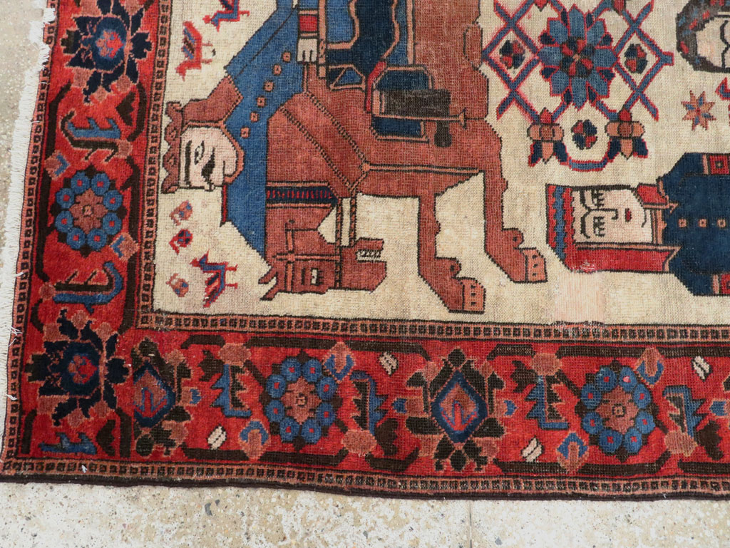 Vintage Persian Pictorial Bakhtiari Rug, No.27005 - Gsblank