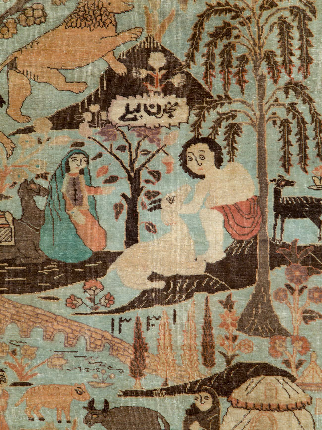 Vintage Persian Pictorial Tabriz Rug, No.27030 - Gsblank