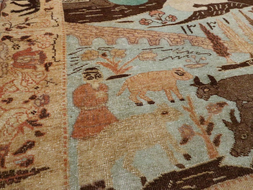 Vintage Persian Pictorial Tabriz Rug, No.27030 - Gsblank