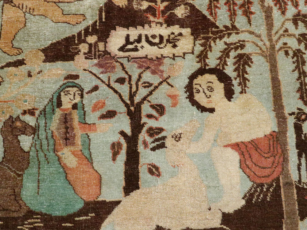 Vintage Persian Pictorial Tabriz Rug, No.27030 - Gsblank